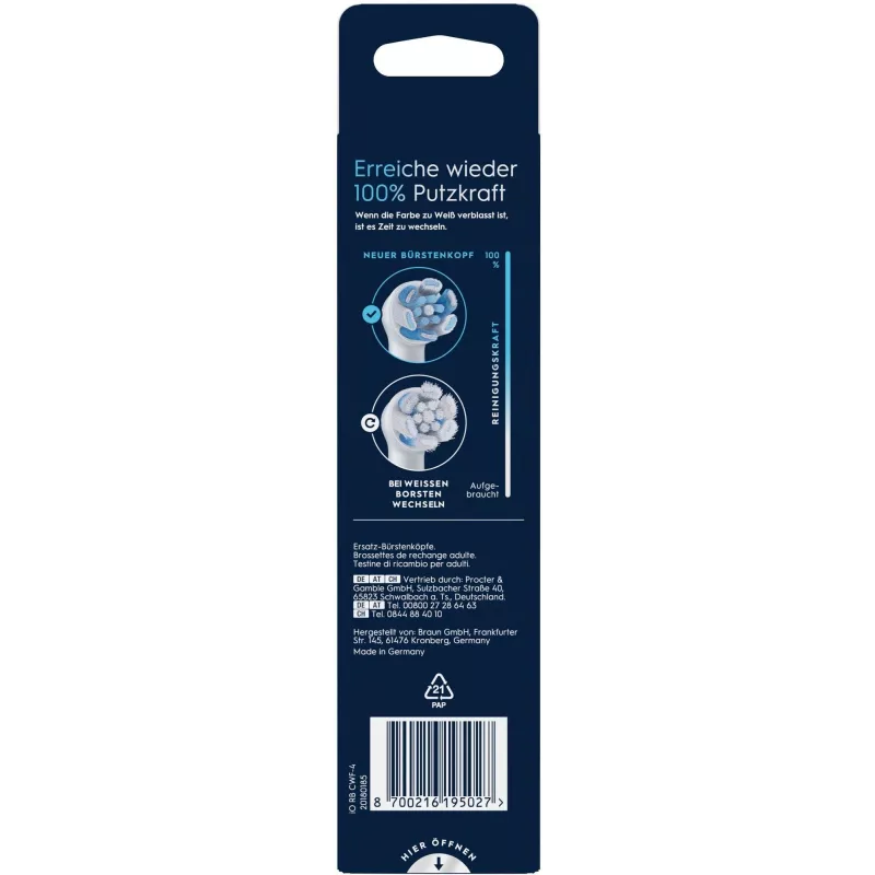 Oral-B 195027 zobu birstes uzgalis 4 gab. Balts