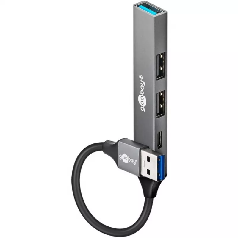 Goobay Slim 4-Port USB-Hub, USB-A uz USB-C™/USB-A, USB 3.2 (74458)