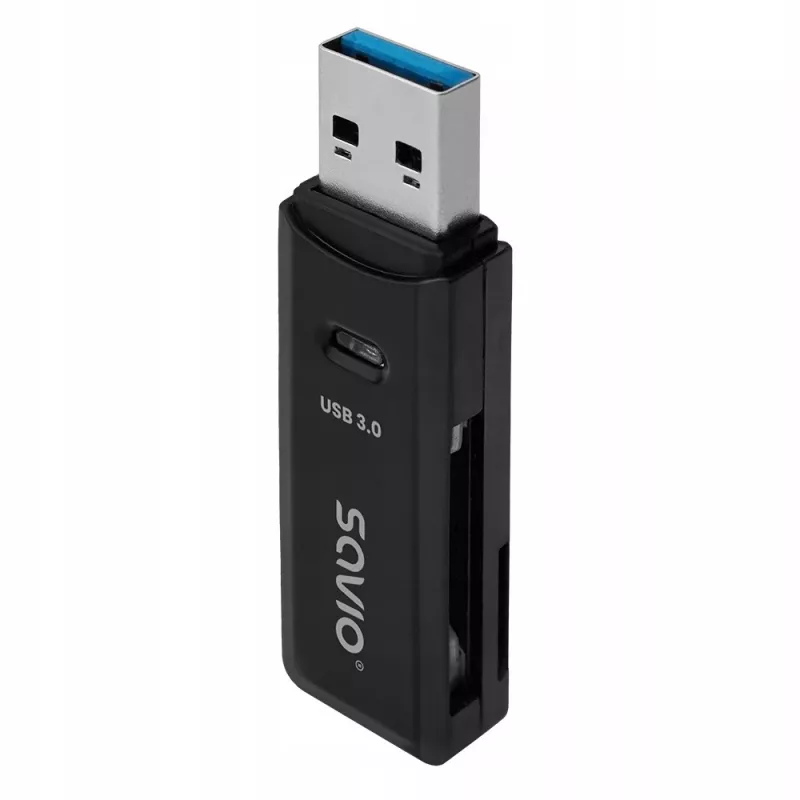 Karšu lasītājs SAVIO AK-64 USB 3.2 Gen 1 Type-A izeja, MicroSD slots, 5000 Mbit/s, melns