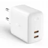 Sienas lādētājs Aukey PA-B4 2x USB balts GaN – kompakts USB strāvas adapteris ar diviem USB portiem