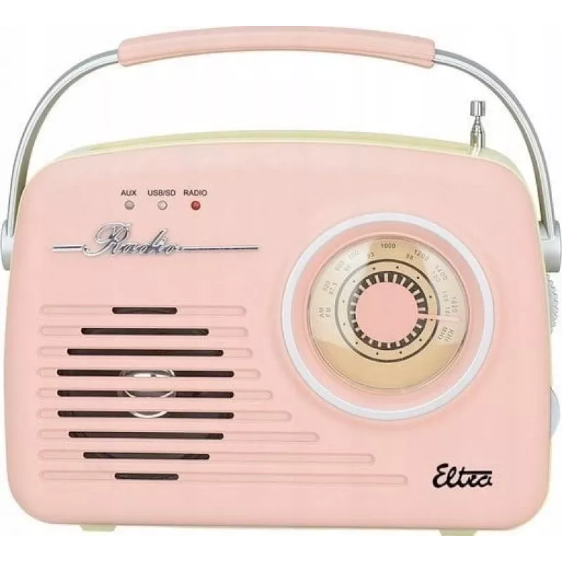 Retro tabletop radio Eltra LUIZA RETRO SP-11 ar MP3, USB un SD kartes atbalstu, rozā