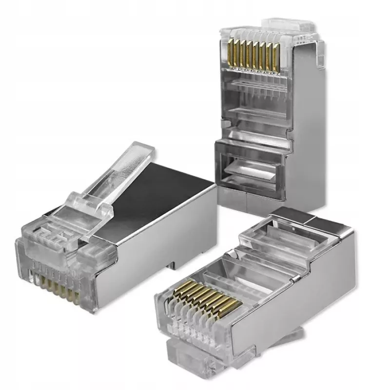 Modular RJ45 savienotājs QOLTEC 54554 CAT5e FTP, 100 gab., sudraba, plastmasa, 11×22×18 mm
