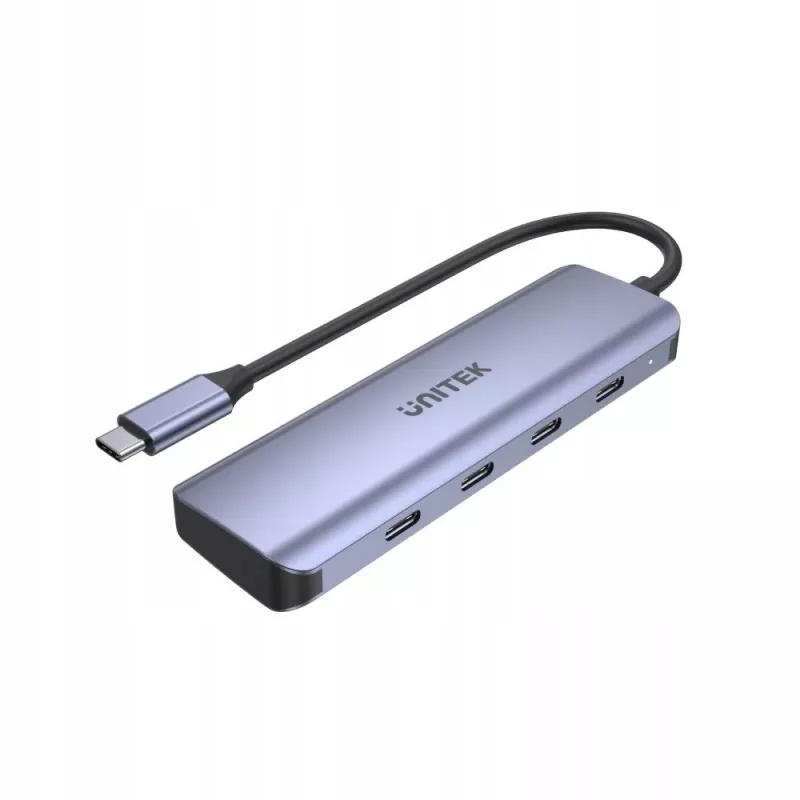 UNITEK uHUB Q4 USB centrmezgls Type-C 5000 Mbit/s pelēks