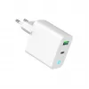 Tīkla barošanas bloks 220V GEMBIRD, universāls, 1 x USB Type-C PD 20W, 1 x USB-A 3.0 QC 18W, LED indikators, balts