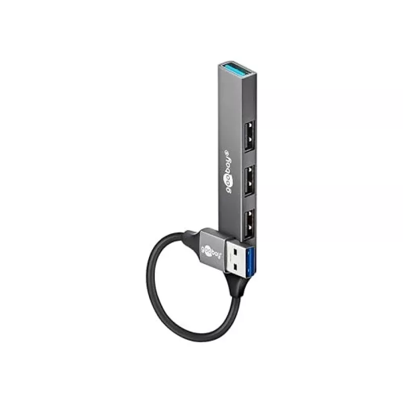 Goobay USB centrmezgls 74456 Type-A 5000 Mbit/s Gaiši pelēks