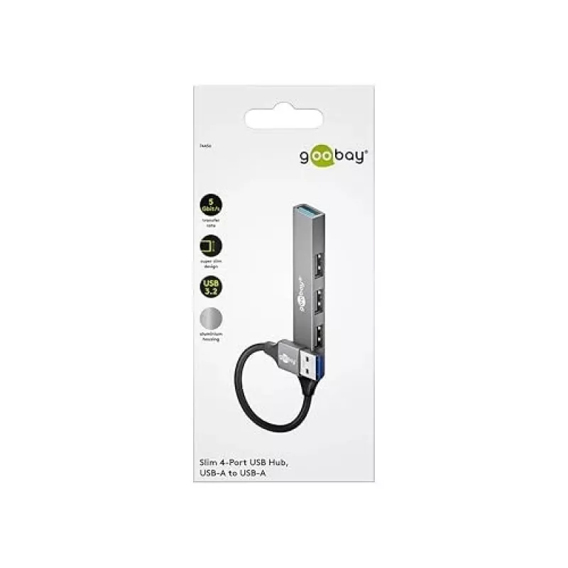 Goobay USB centrmezgls 74456 Type-A 5000 Mbit/s Gaiši pelēks