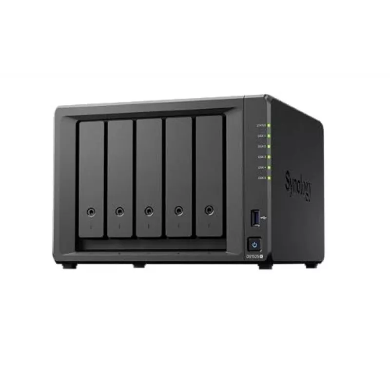 Synology DiskStation DS1525+ NAS/serveris Ryzen Embedded V1500B 8 GB DDR4 0 TB Melns