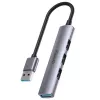 Unitek H1208A USB-A sadalītājs, 4 porti (1x USB-A 5 Gbps, 3x USB-A 2.0), alumīnijs, sudraba