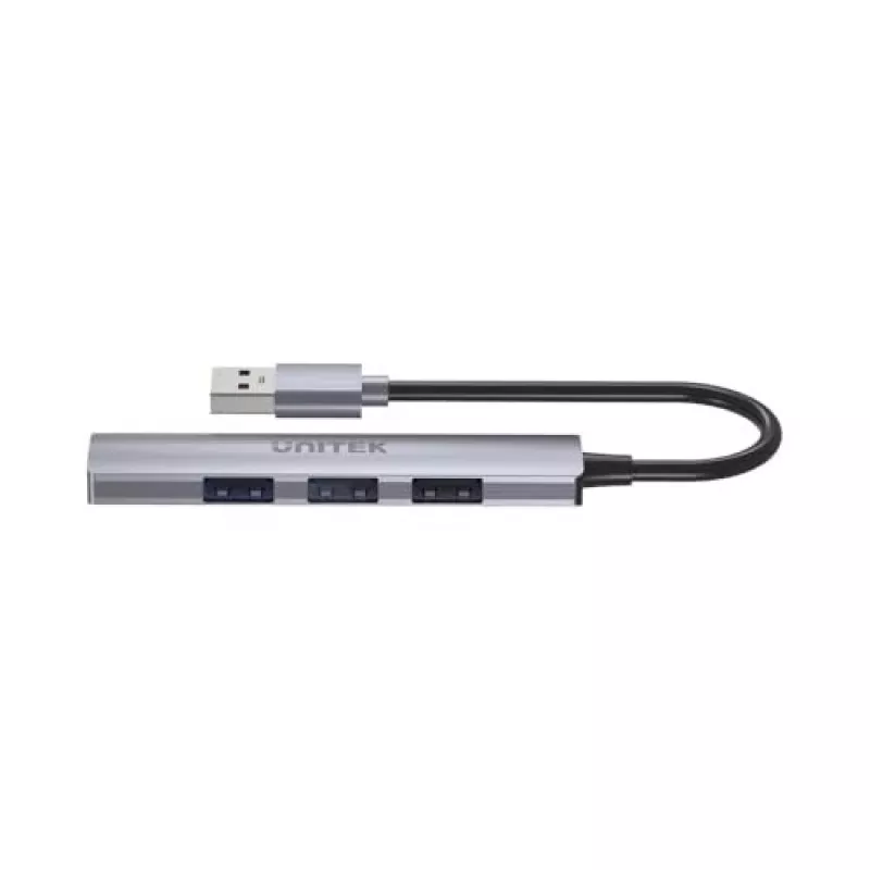Unitek H1208A USB-A sadalītājs, 4 porti (1x USB-A 5 Gbps, 3x USB-A 2.0), alumīnijs, sudraba