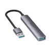 Unitek H1208A USB-A sadalītājs, 4 porti (1x USB-A 5 Gbps, 3x USB-A 2.0), alumīnijs, sudraba