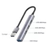 Unitek H1208A USB-A sadalītājs, 4 porti (1x USB-A 5 Gbps, 3x USB-A 2.0), alumīnijs, sudraba