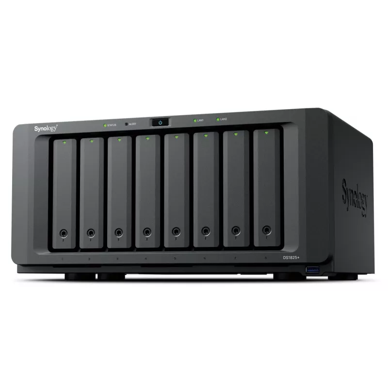 Synology DiskStation DS1825+ NAS/serveris Ryzen Embedded V1500B 8 GB DDR4 0 TB Melns