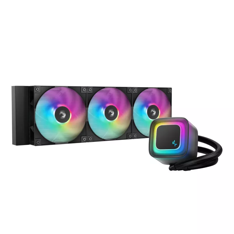 Viss vienā šķidruma dzesētājs DeepCool LE360 V2 ar 3x 120 mm ventilatoriem, Hydro Dynamic gultni, melns, atbalsta LGA1150/1151/1155/1200/1700/AM4/AM5