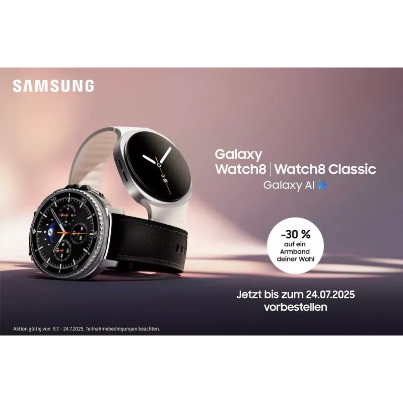 Viedpulkstenis Samsung Galaxy Watch 8 Classic 46 mm Sudraba — 3,3 cm AMOLED, 4G, 64 GB, 445 mAh