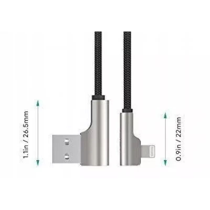 CB-AL01 Melns OEM Neilona Kabelis USB Lightning 2m 90-Grādu Savienotāji C