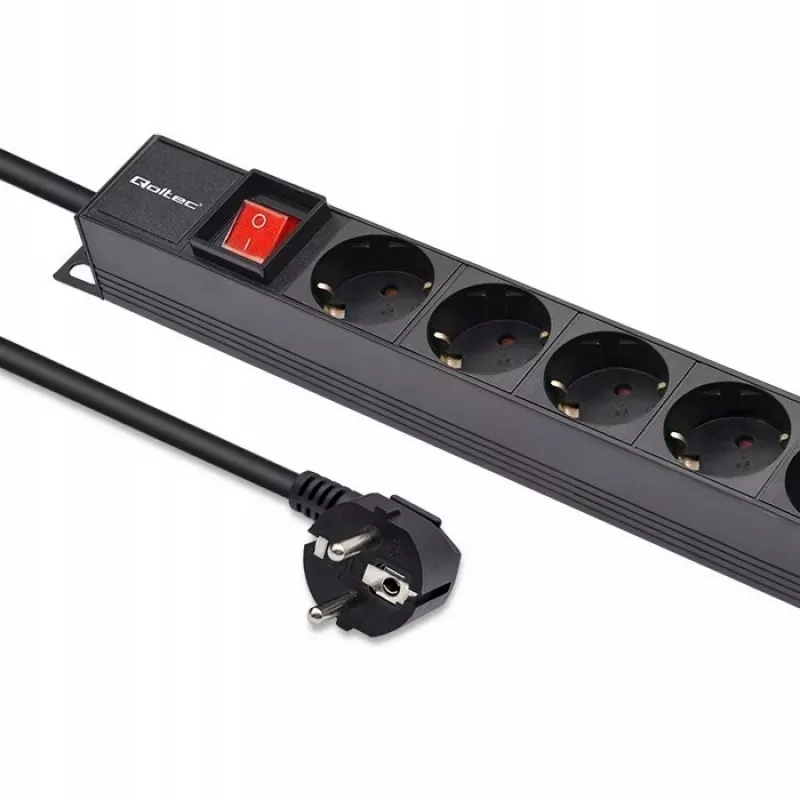 Qoltec Alumīnija PDU RACK | 16A | 16 x Schuko | Vertikāls | 1.8m