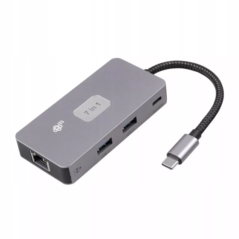 TB adaptera centrs USB-C (7-in-1) HDMI USB SD/tf RJ45 (2500 Mbps) PD