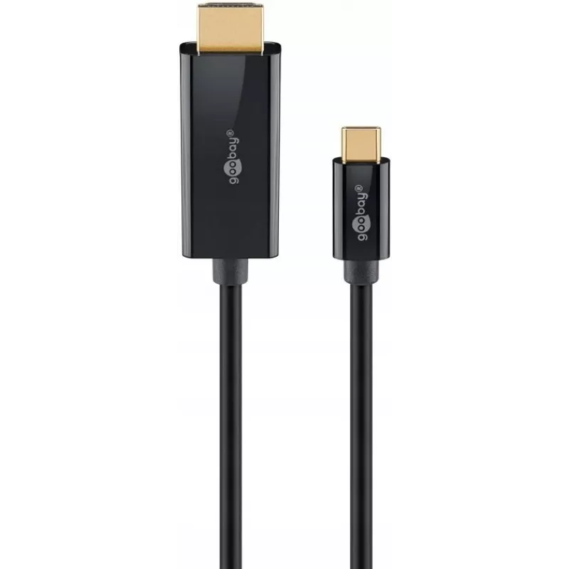 Goobay USB-C uz HDMI kabelis 4K 60 Hz 1 m melns - -Spraudnis> HDMI (75696)