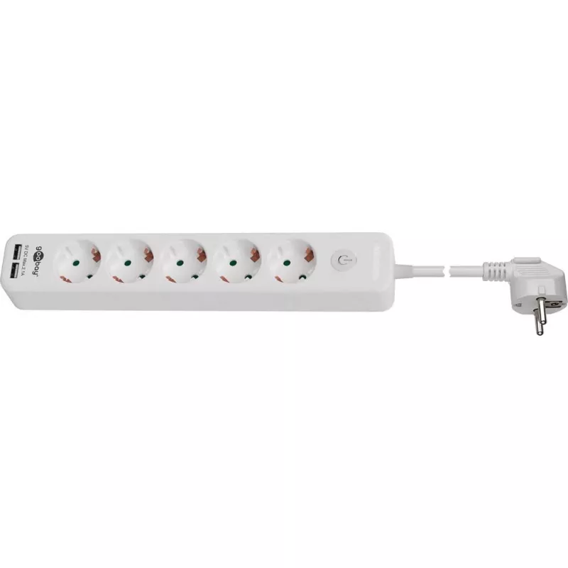 Strāvas sadalītājs Goobay 5 ceļu ar slēdzi un USB