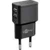 Wentronic goobay Dual USB lādētājs - Barošanas bloks - 12 W - 2,4 A - 2 izejas porti (USB) - Melns (44951)