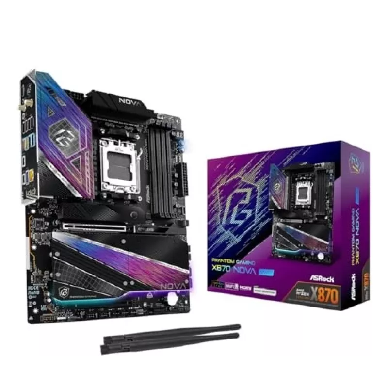 Mātesplate ASRock X870 NOVA WIFI — AMD X870, Socket AM5, ATX, 4× DIMM DDR5, 256GB, Wi‑Fi 6E, 2.5GbE
