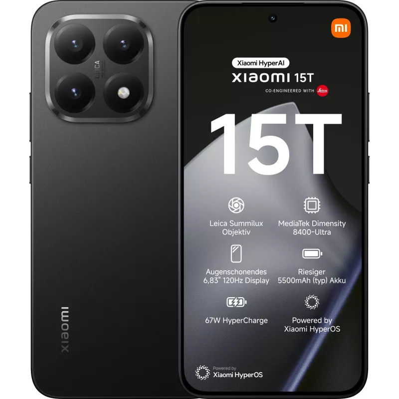 Viedtālrunis Xiaomi 15T 6.83 collas 12 GB 512 GB Melns