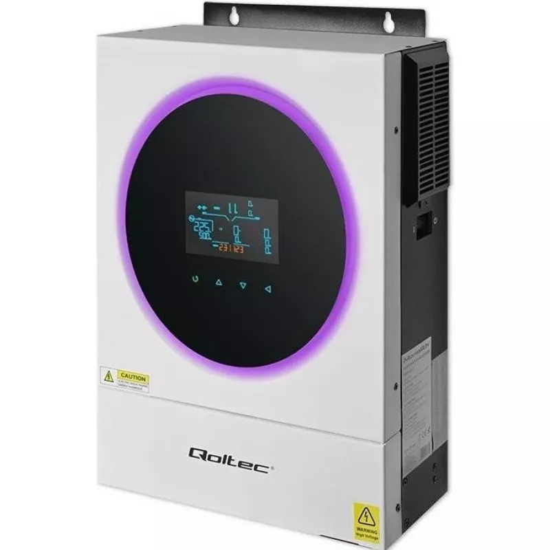 Qoltec, sprieguma pārveidotājs, hibrīda saules invertors Off-Grid 4kVA 4kW 120A MPPT LCD Wi-Fi BMS Sinus