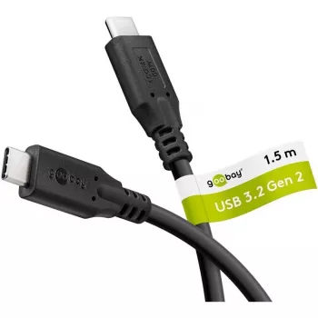 Goobay USB kabelis-C, USB 3.2, 60 W, 10 Gbit/s, Power Delivery, 1,5 m (1,50 m, USB 3.2, 60 W), USB kabelis