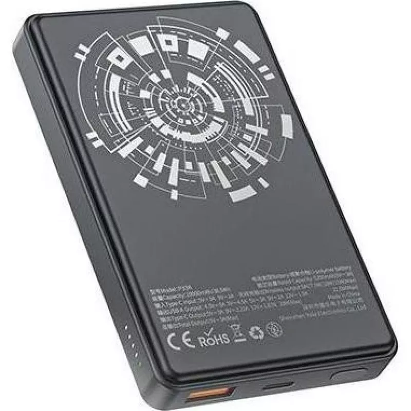 Awei PowerBank MagSafe P33K 10000mAh 22.5W Melns/Melns (10000mAh, 22W, 15Wh), Powerbank, Melns