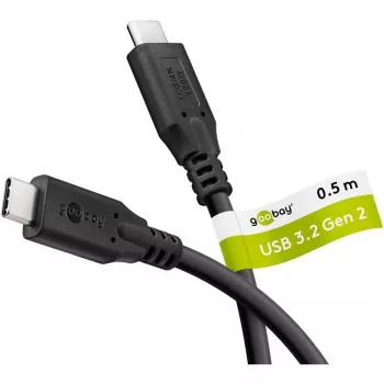 Goobay USB kabelis-C, USB 3.2, 100 W, 10 Gbit/s, Power Delivery, 0,5 m (0,50 m, USB 3.2, 100 W), USB kabelis