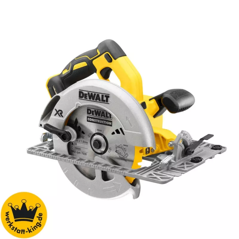 Ripzāģis DeWALT DCS572NT — 18 V Li‑Ion, bezsuku, 184 mm asmens, 58 mm dziļums (90°), 57° slīpums