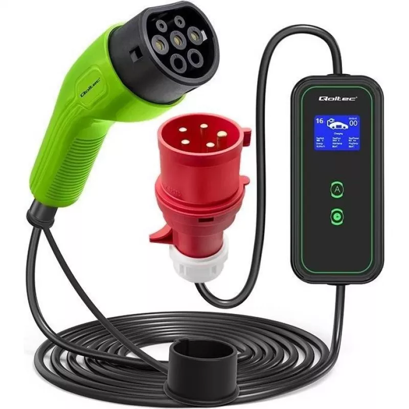 Electric car charger QOLTEC 52478 11 kW Type 2 plug 5 m kabelis