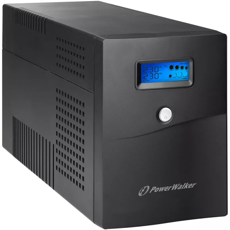 Nepārtrauktās barošanas avots PowerWalker VI 3000 SCL — Line-interaktīvais UPS 3 kVA / 1800 W, 230 V, 9 Ah akumulators, LCD, Tornis, Melns