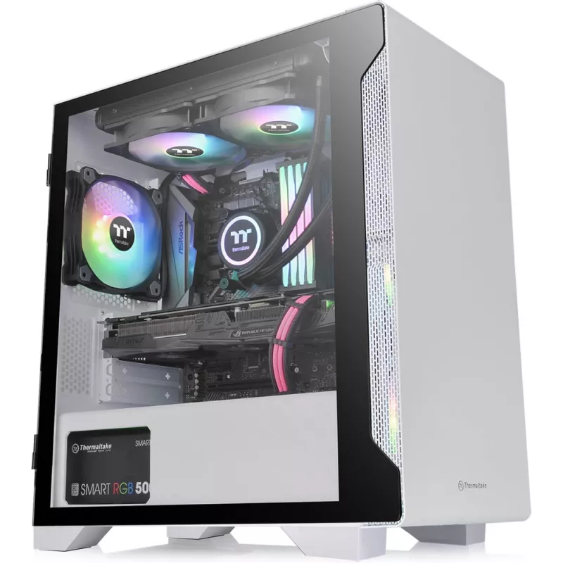 PC korpuss Thermaltake S100 Tempered Glass Snow Edition Micro Tower Balts
