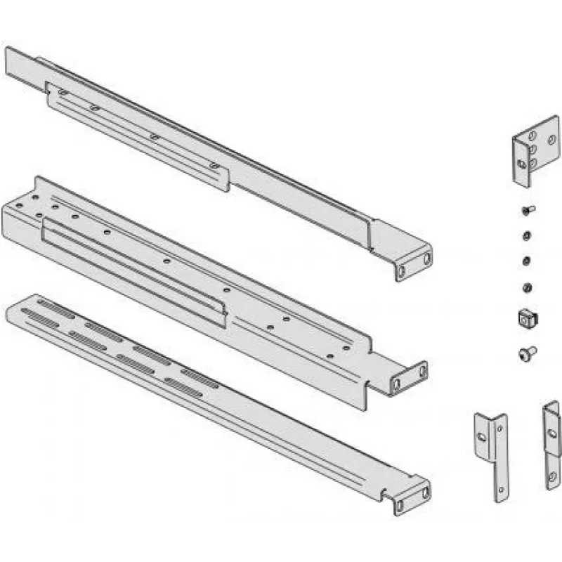 Rack rail kit EVER W/OP-ZA00-0001/00 mounting kit, silver/Melns rail, for cabinet installation