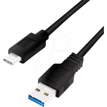 Logilink - USB kabelis - USB A tipa (siev.) uz USB-C (vīr.) - USB 3.2 Gen 1 - 3 A - 1 m - melns (CU0168)