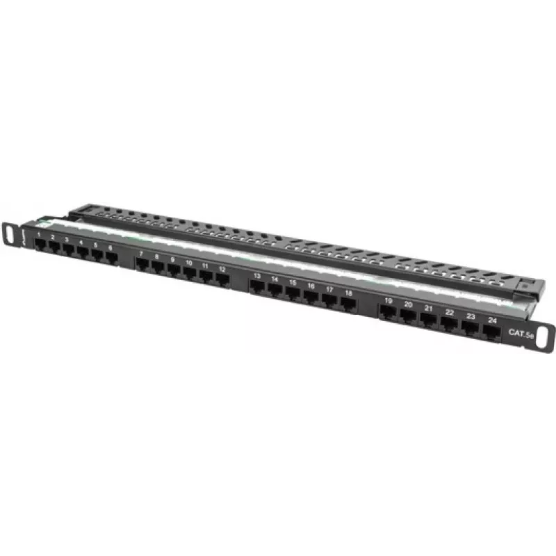 Lanberg PPU5-0024-B - RJ-45 - Cat5, Cat5e - melns - metāls - montāža statnē - 0,5U (PPU5-0024-B)