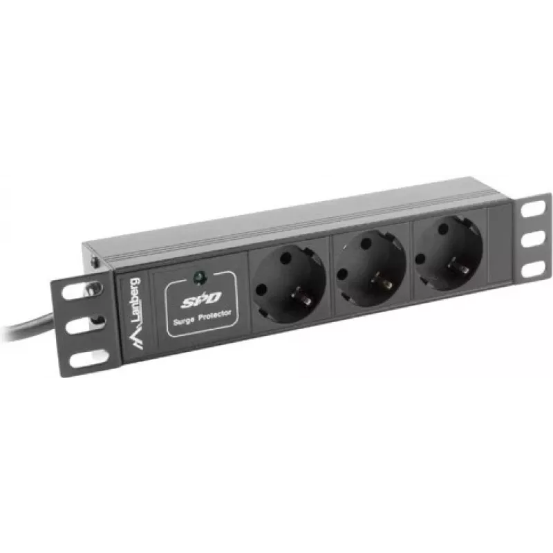 Lanberg PDU-03F-0200-BK Stromverteilereinheit (PDU) 1U Melns 3 AC-Outputs (PDU-03E-0200-IEC-BK)