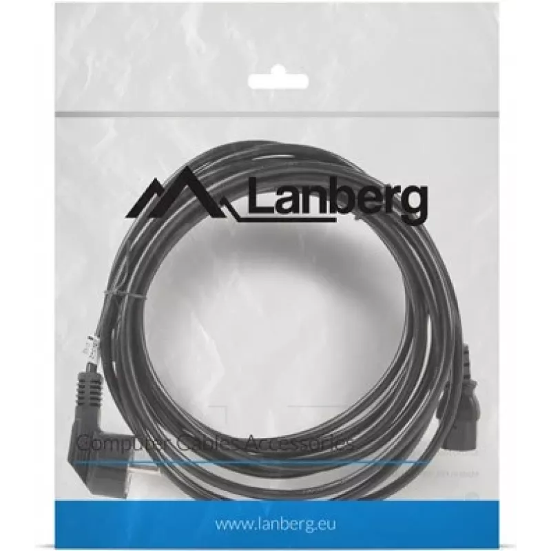 Strāvas kabelis LANBERG CA-C13C-11CC-0050-BK — 5 m, C13 savienotājs uz CEE7/7, leņķveida C13
