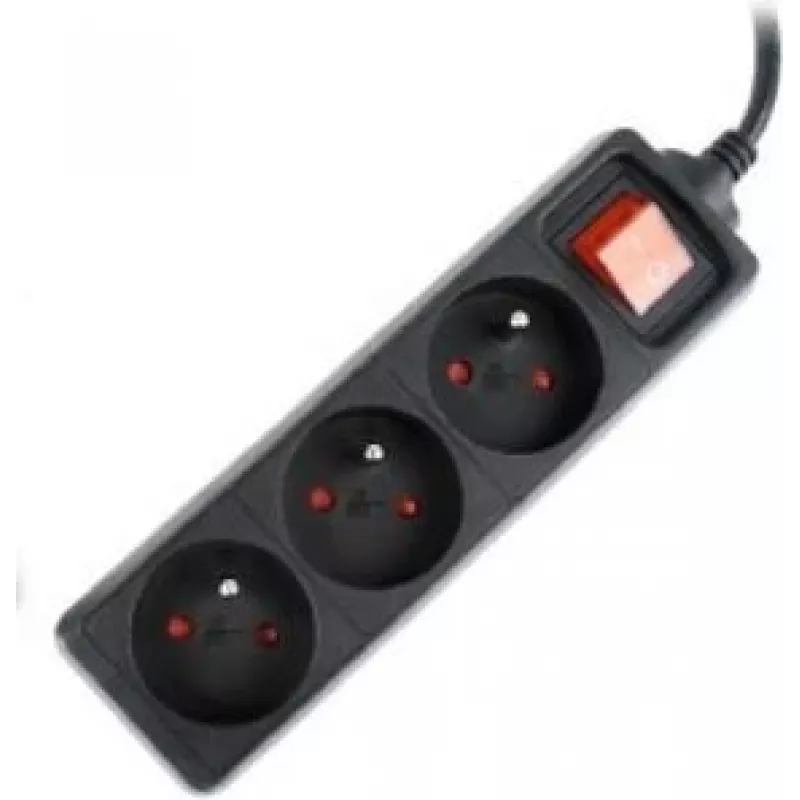 Gembird EG-PSU3F-01 pārsprieguma aizsargs Melns 3 AC kontaktligzdas 230 V 0,6 m