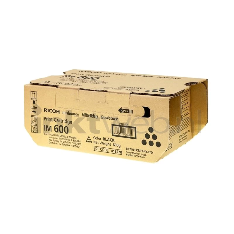 Ricoh 418478 tonera kasetne 1 gab. Oriģināla Melna