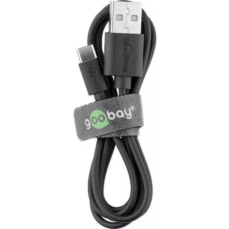 Wentronic Goobay - USB kabelis - USB (M) uz USB-C (M) - USB2.0 - 3 A - 2,0 m - Melns (59122)