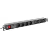 Strāvas sadales bloks LANBERG PDU-04E04I-0200-IEC-BK — 1U, 4 Type E ligzdas, 2 m kabelis, 10 A, 220–250 V