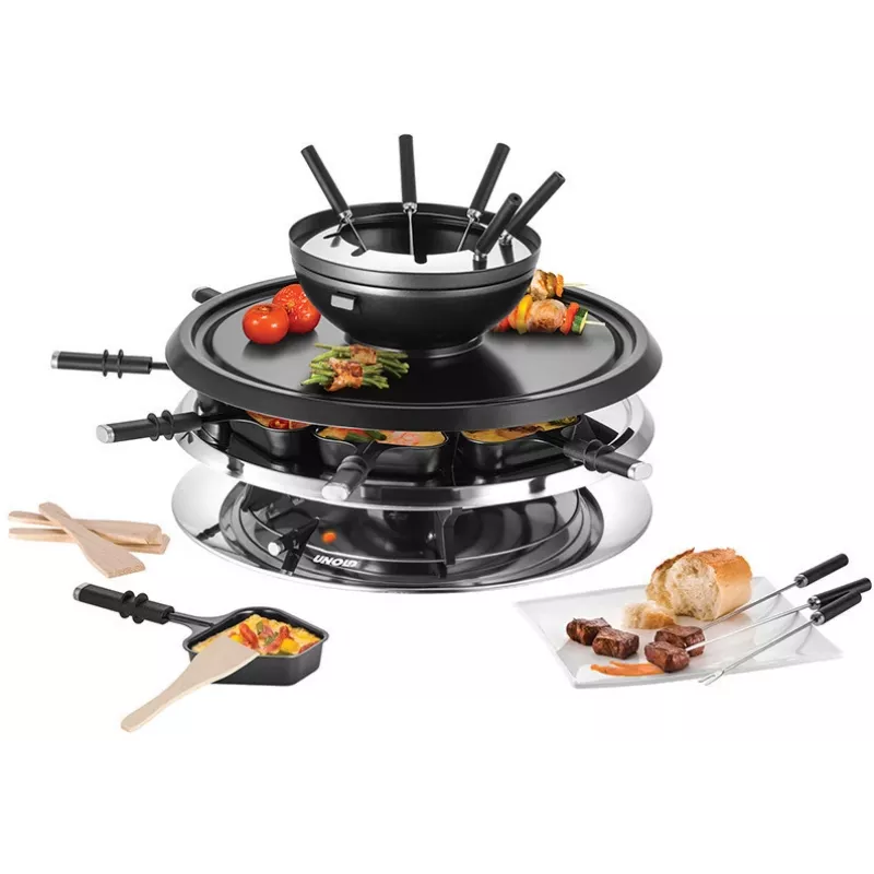 Unold 48726 raclette grils 8 personām 1300 W Melns, Nerūsējošais tērauds