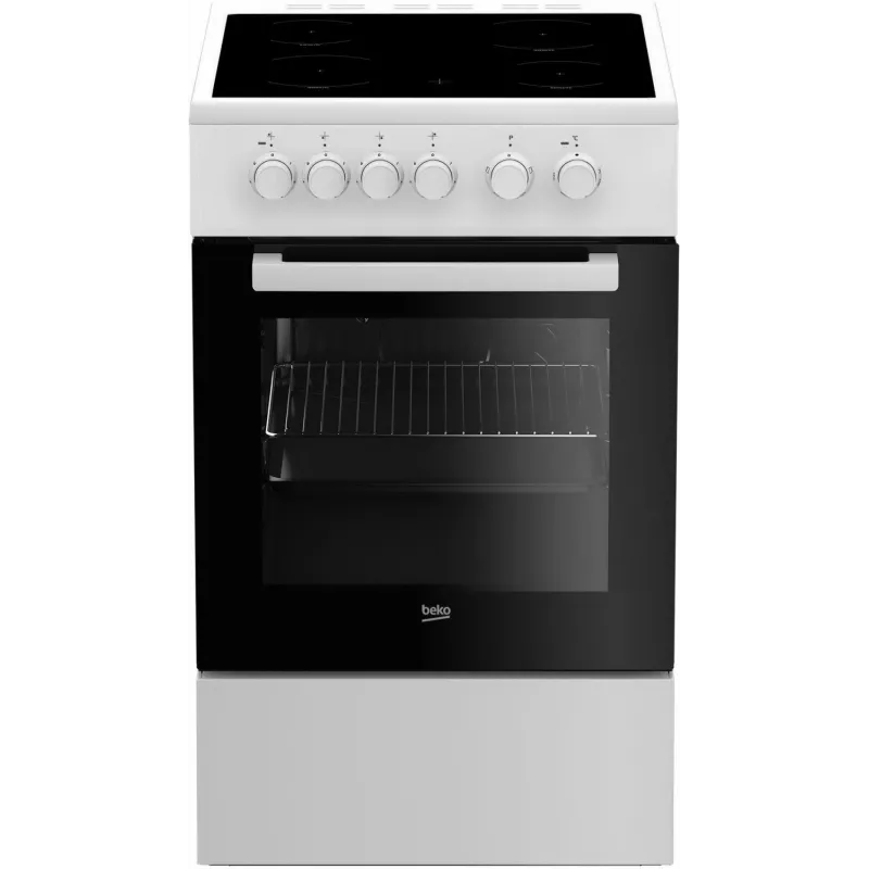 Beko FSS57000GW brīvi stāvoša plīts, elektriskā, keramikas plīts virsma, melna, balta