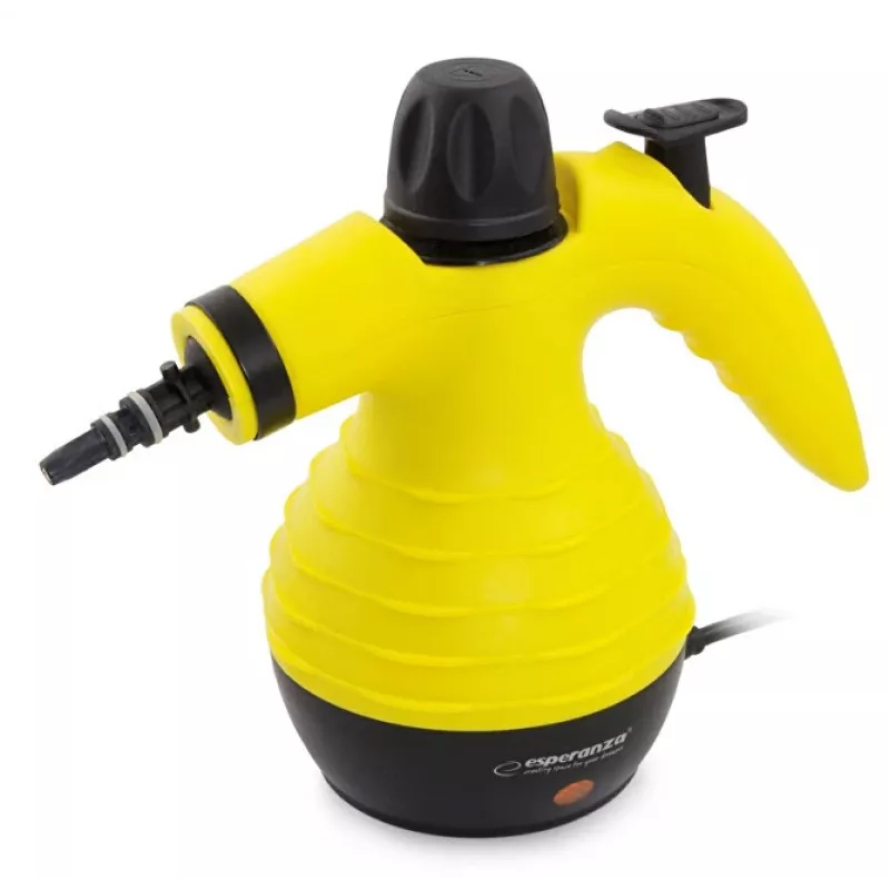 Pārnēsājams tvaika tīrītājs ESPERANZA EHS001 — 0.35 L, 900 W, 3 bar, 115 °C, 40 g/min, komplektā grīdas/mīksto mēbeļu/suku uzgaļi