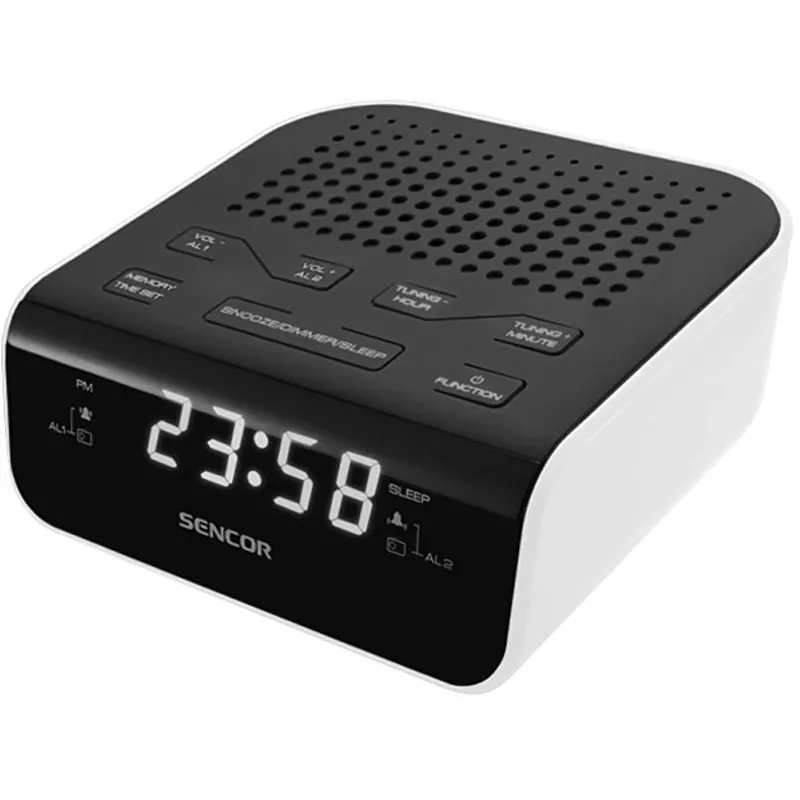 SENCOR Pulksteņa radio SRC 136, balts/melns