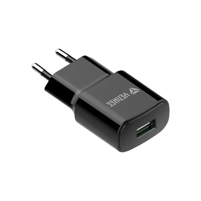 Tīkla USB-A lādētājs YENKEE YAC 2013BK — 12W, 2.4A izeja