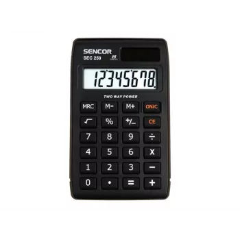 SENCOR SEC 250 kabatas kalkulators, 8 ciparu LCD, divkārša barošana