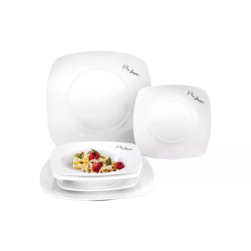 Galda piederumu komplekts LAMART LT9002 — 6 gab. porcelāna šķīvji: 2×25cm, 2×20cm, 2×17cm, balts